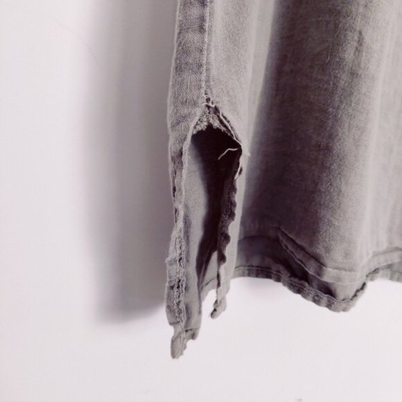 Womens Oversized Green Linen Tunic with Sequin Pocket - Made in Italy - Picture 4 of 5